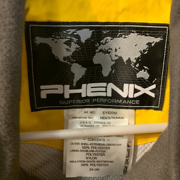 Vintage Men's Phenix Snowboarding Jacket Size L Yellow Full Zip Adj Cuffs Skiing - Picture 10 of 16